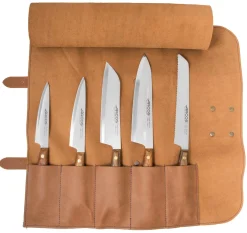 Bolsa de piel + 5 cuchillos Serie Nórdika